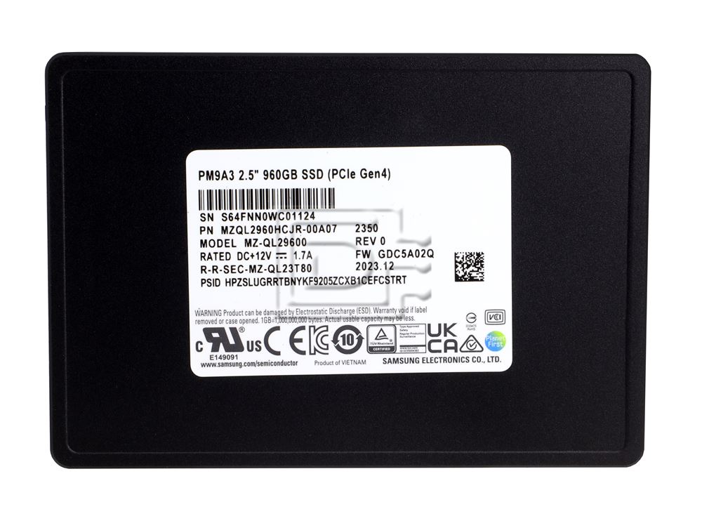 Samsung PM9A3 MZ-QL29600 / MZQL2960HCJR-00A07 960GB PCIe 4.0x4