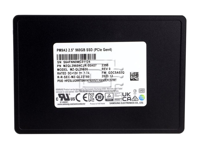 SAMSUNG MZ-QL29600 MZQL2960HCJR-00A07 960GB PCIe 4.0 SED NVMe Solid State Drive SSD Image 2 image