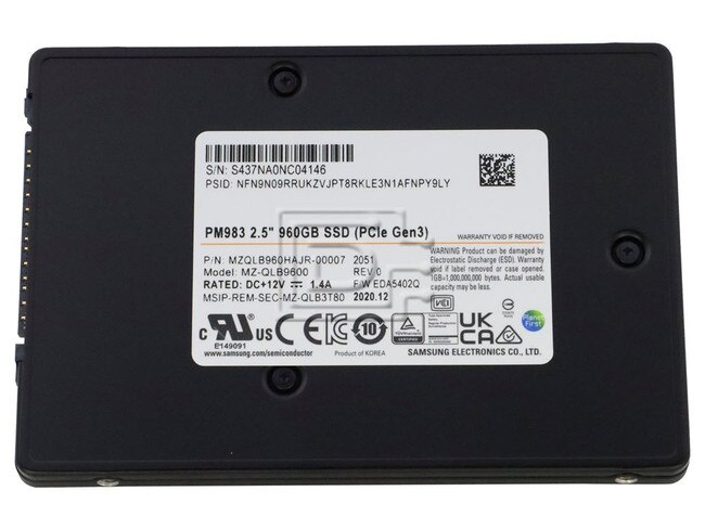 SAMSUNG MZ-QLB9600 MZQLB960HAJR MZQLB960HAJR-00007 960GB U.2 PCIe NVMe SSD Image 1 image