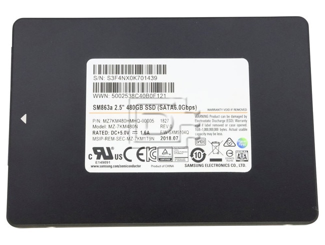 SAMSUNG MZ7KM480HMHQ-00005 MZ-7KM480N 480GB 2.5 SSD SATA Image 1 image