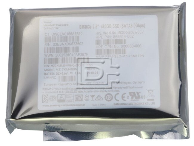 SAMSUNG MZ7KM480HMHQ-000H3 MZ-7KM480N 866614-002 MK000480GWCEV 480GB 2.5 SSD SATA image 1