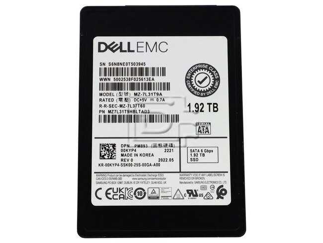 SAMSUNG MZ7L31T9HBLTAD3 0KYP4 00KYP4 1.92TB 2.5 SSD SATA Image 1 image