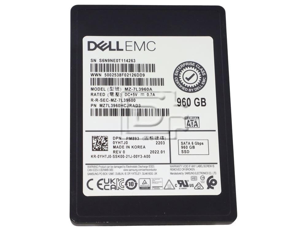 Dell YHTJ0 Samsung MZ7L3960HCJRAD3 PM893 960GB 2.5