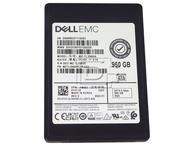 SAMSUNG MZ7L3960HCJRAD3 YHTJ0 0YHTJ0 Dell 960GB 2.5 SSD SATA Image 1 image