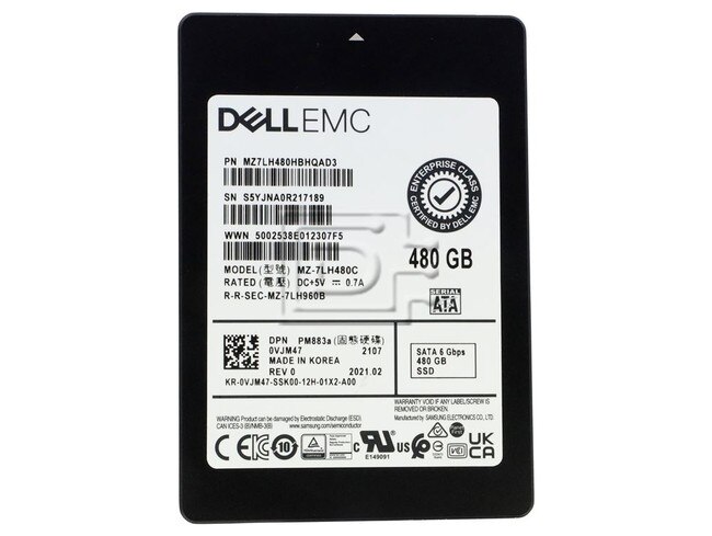 SAMSUNG MZ7LH480HBHQAD3 VJM47 0VJM47 MZ-7LH480C 480GB 2.5 SSD SATA Image 1 image