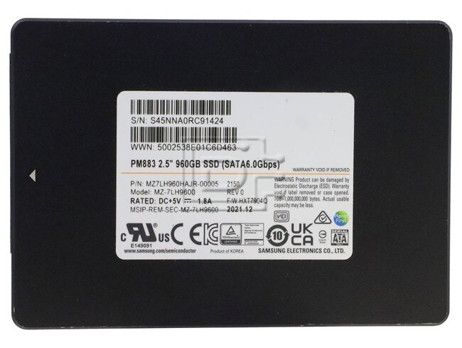 SAMSUNG MZ7LH960HAJR-00005 MZ7LH960HAJR-00005 SATA Solid State Drive Image 1 image