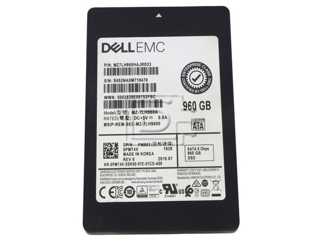SAMSUNG MZ7LH960HAJR0D3 MZ-7LH960A PMT4X 0PMT4X SATA Solid State Drive Image 1 image