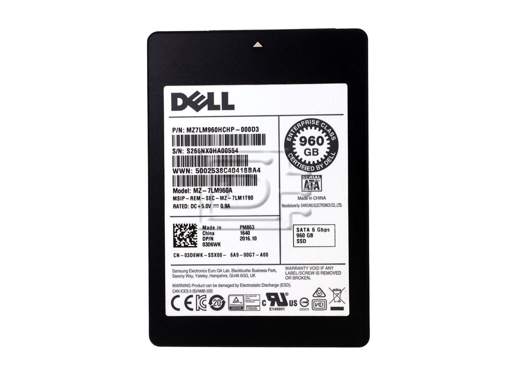 Samsung PM863 MZ-7LM9600 MZ7LM960HCHP-00005 2.5in SFF SATA 960GB