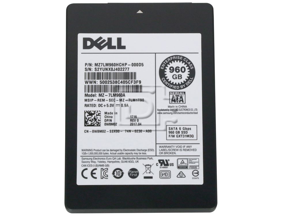 SAMSUNG MZ7LM960HCHP-000D5 MZ7LM960HCHP-000D5 MZ7LM960HCHP MZ-7LM960A 0W8M02 W8M02 960GB 2.5 SSD SATA Image 2 image