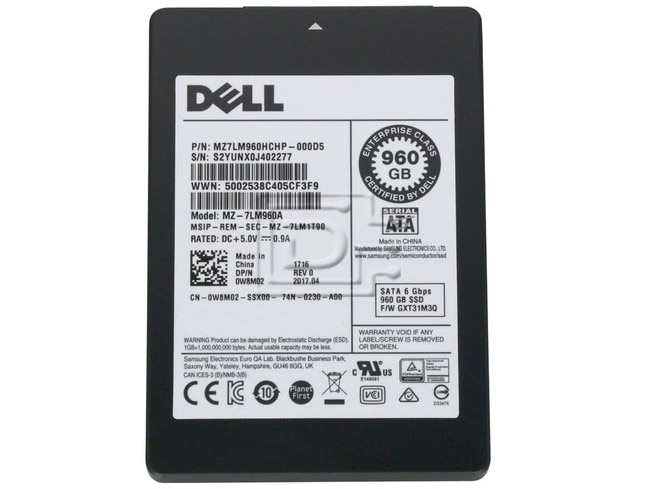 SAMSUNG MZ7LM960HCHP-000D5 MZ7LM960HCHP-000D5 MZ7LM960HCHP MZ-7LM960A 0W8M02 W8M02 960GB 2.5 SSD SATA Image 2 image