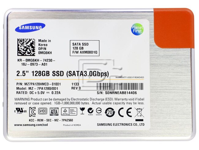 SAMSUNG MZ7PA128HMCD-010D1 MZ-7PA1280/0D1 MG6KH 0MG6KH MZ7PA128 MZ-7PA128 SATA SSD Image 2 image