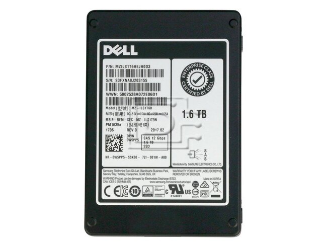 SAMSUNG MZILS1T6HEJH0D3 W5PP5 0W5PP5 MZ-ILS1T6B 1600GB 1.6TB SAS SSD DELL Image 2 image