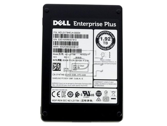 SAMSUNG MZILS1T9HEJH-000D4 Y4TH9 0Y4TH9 1.92TB 2.5 SSD SAS image 1