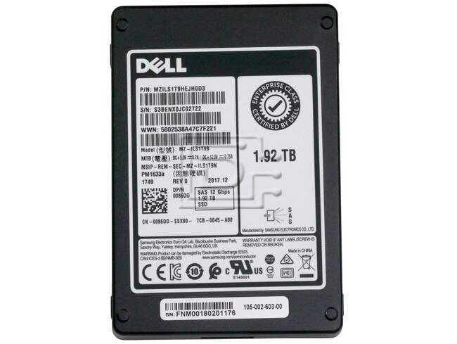 SAMSUNG MZILS1T9HEJH0D3 086DD 0086DD 1.92TB 2.5 SSD SAS Image 2 image