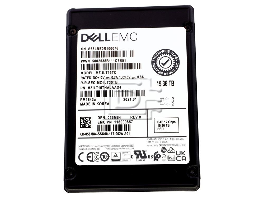 SAMSUNG MZILT15THALAAD4 56M84 056M84 Dell 15.36TB SAS SSD Image 2 image