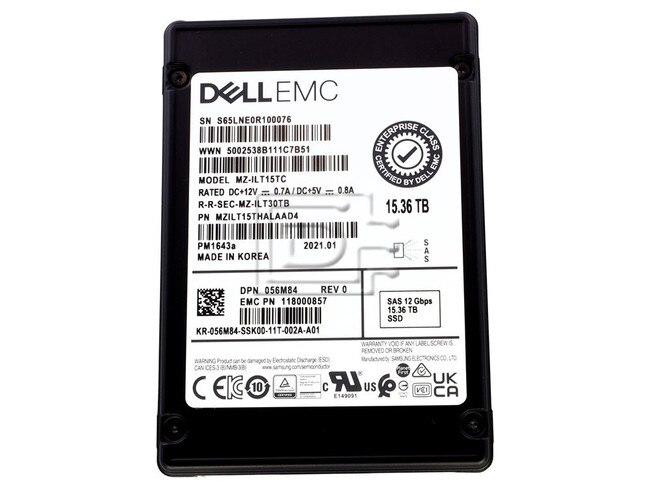 SAMSUNG MZILT15THALAAD4 56M84 056M84 Dell 15.36TB SAS SSD Image 2 image