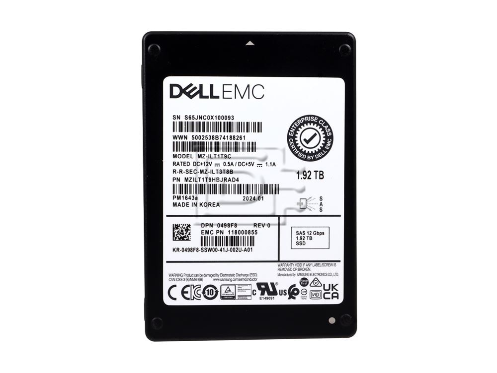 SAMSUNG MZILT19THBJRAD4 498F8 0498F8 MZ-ILT1T9C Dell 1.92TB SAS SSD Image 2 image