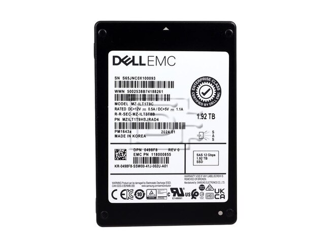 SAMSUNG MZILT19THBJRAD4 498F8 0498F8 MZ-ILT1T9C Dell 1.92TB SAS SSD Image 2 image