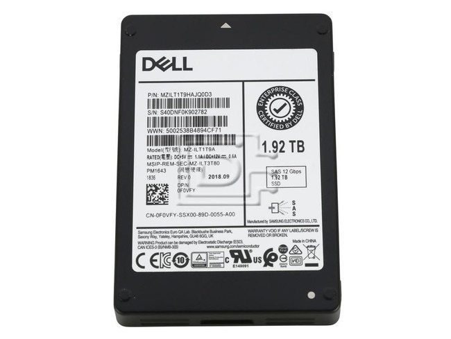 SAMSUNG MZILS1T9HEJH0D3 F0VFY 0F0VFY MZILT1T9HAJQ0D3 MZ-ILT1T9A MZ-ILT3T80 1.92TB 2.5 SSD SAS image 1