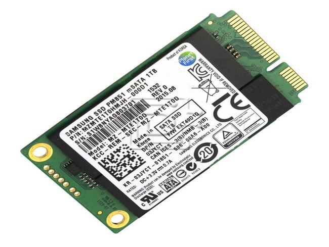 SAMSUNG MZMTE1T0HMJH MZMTE1T0HMJH-000D1 MZ-MTE1T0D PM851 3JYCT 03JYCT SATA mSATA SSD image 1