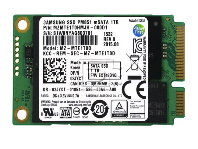 SAMSUNG MZMTE1T0HMJH MZMTE1T0HMJH-000D1 MZ-MTE1T0D PM851 3JYCT 03JYCT SATA mSATA SSD image 3