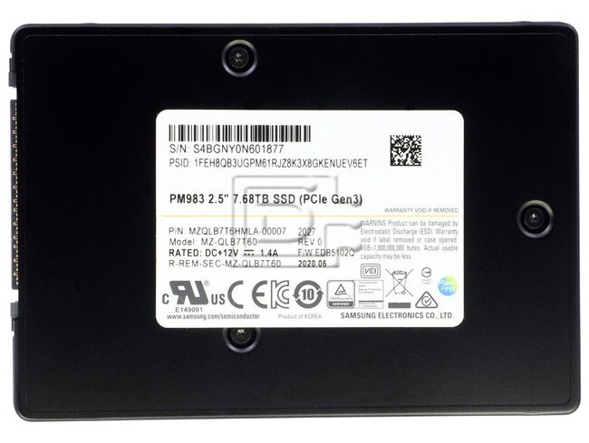 SAMSUNG MZQLB7T6HMLA-00007 MZQLB7T6HMLA-00007 MZ-QLB7T60 7.68TB PCIe NVMe Solid State Drive Image 1 image