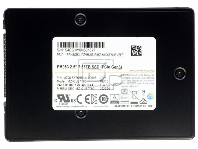 SAMSUNG MZQLB7T6HMLA-00007 MZQLB7T6HMLA-00007 MZ-QLB7T60 7.68TB PCIe NVMe Solid State Drive Image 1 image