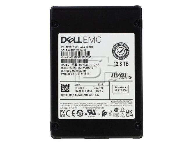 SAMSUNG MZWLR12THALA-00AD3 0R3T9K R3T9K MZ-WLR12T0 Dell 12.8TB U.2 SSD PCIe NVMe Image 1 image