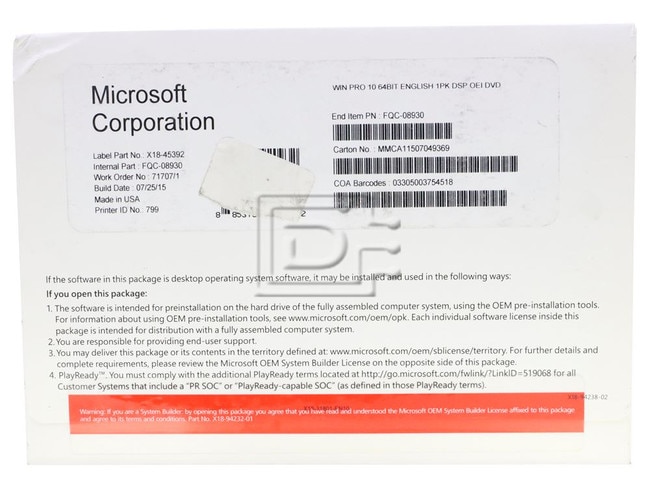 MICROSOFT WIN10PROSB Microsoft Operating system Windows 10 Windows10 Image 1 image