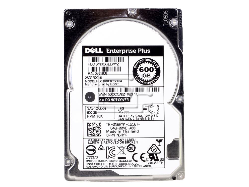 HGST HUC101860CSS204 0B33077 0B31868 HUC101860CSS204 N6HYK 0N6HYK 2.5inch SAS Hard Drive Image 2 image