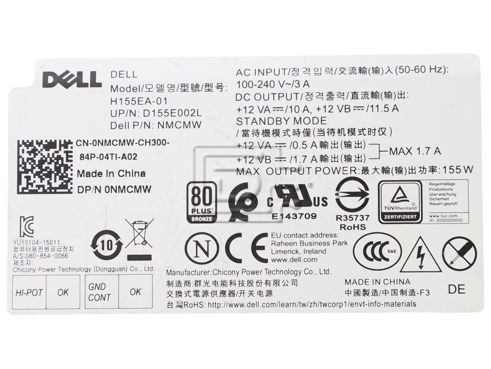Dell NMCMW 0NMCMW D155E002L Power Supply Unit Image 2 image