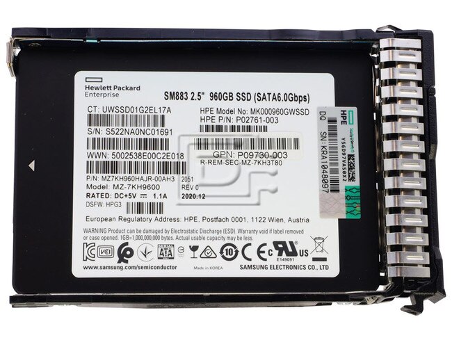 HEWLETT PACKARD P09716-B21 MK000960GWSSD P02761-003 P09909-001 P09716-B21 P09909-001 P07926-B21 P08692-001 P19949-B21 P21089-001 P18478-001 P05980-B21 P08622-001 P13660-B21 P13809-00 875474-B28 75865-001 872348-B21 872520-001 P13657-002 P09730-003 MZ7KH960HAJR-00AH3 Hewlett Packard HP HPE 960GB SATA Mix Use Image 1 image