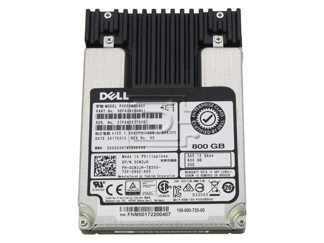 Toshiba PX05SMB080Y CN3JH 0CN3JH eMLC Enterprise SAS SSD Solid State Drive image 1