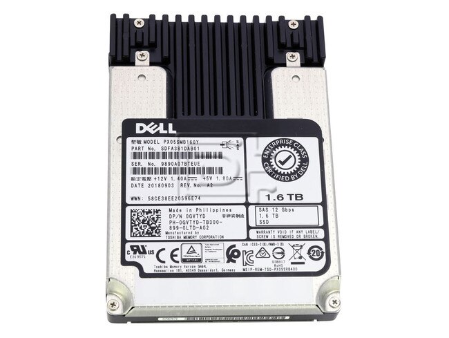 Toshiba PX05SMB160Y GVTYD 0GVTYD SDFA381DAB01 SAS Solid State Drive Image 1 image