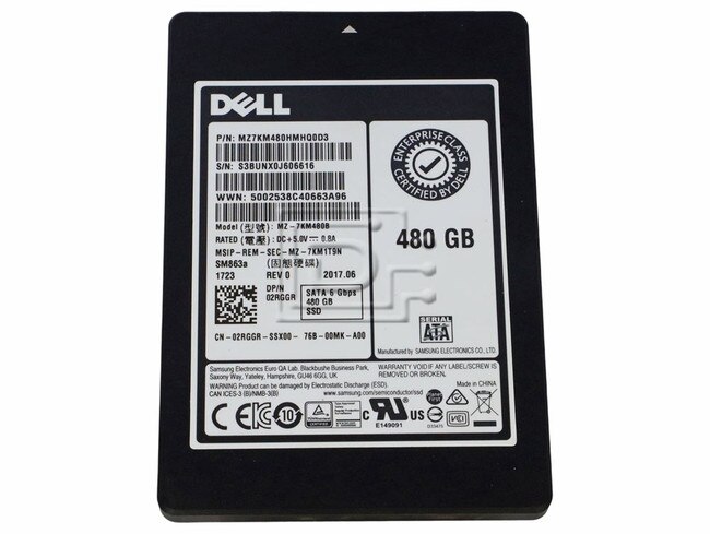 SAMSUNG MZ7KM480HMHQ0D3 2RGGR 02RGGR MZ-7KM480B H38F7 0H38F7 480GB 2.5 SSD SATA Image 1 image
