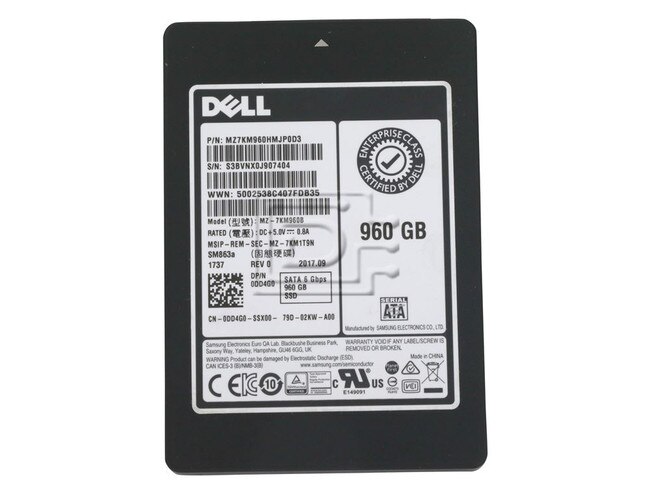 SAMSUNG MZ7KM960HMJP0D3 DD4G0 0DD4G0 MZ-7KM960B 960GB 2.5 SSD SATA Image 1 image