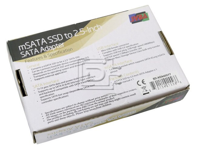 Generic CAB-SATA-INT-MSATA-MINI-USB-BN-OE SD-ADA40077 mSATA to SATA image 2