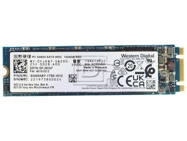 Western Digital SDASN8Y-1T00-1012 SDASN8Y-1T00 FJKN7 0FJKN7 SD9SN8W SATA Solid State Drive Image 1 image