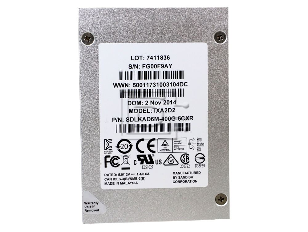 SANDISK SDLKAD6M-400G TXA2D2 TXA2D20400GA6XYR 400GB SAS SSD Image 2 image