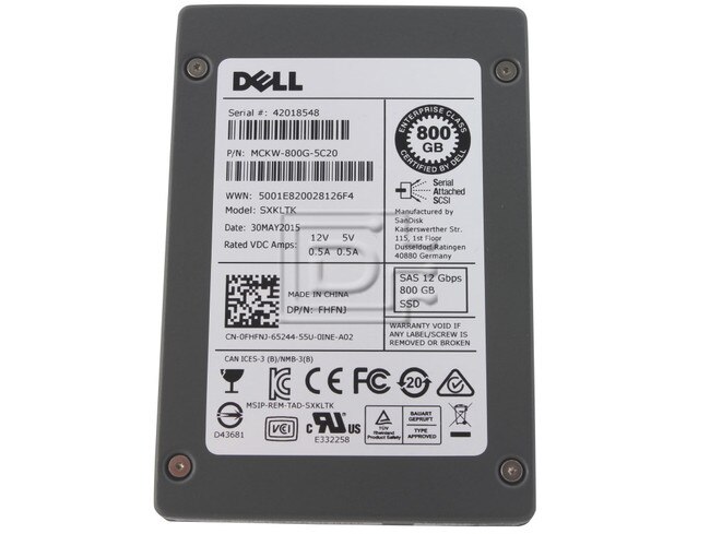 SANDISK SDLTMCKW-800G-5C20 FHFNJ 0FHFNJ SAS Solid State Drive image 1