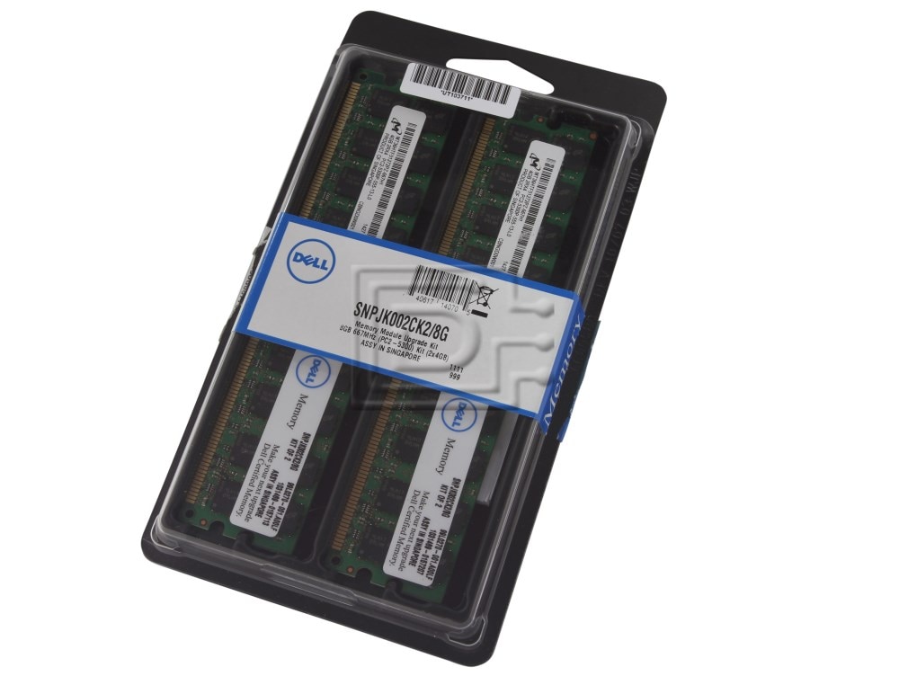 Dell SNPJK002CK2 Dell SNPJK002CK2/8G DDR2 667 PC2-5300 8GB 2x4GB ECC RAM Kit Image 1 image
