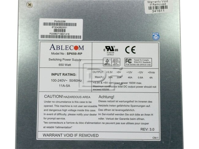 SUPERMICRO COMPUTER PWS-0056 SP650-RP Power Supply Image 2 image