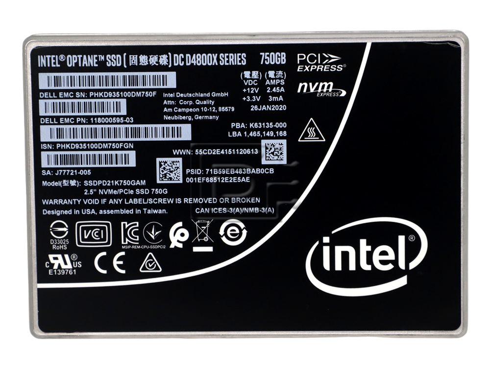 Intel Optane SSDPD21K750GA DC D4800X 750GB PCI-E NVMe SED 3.0 x4 U