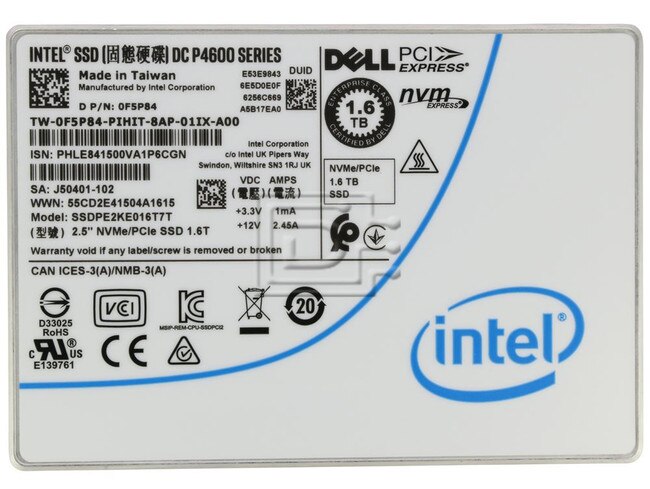 INTEL SSDPE2KE016T7T F5P84 0F5P84 PCIe NVMe Solid State Drive image 1