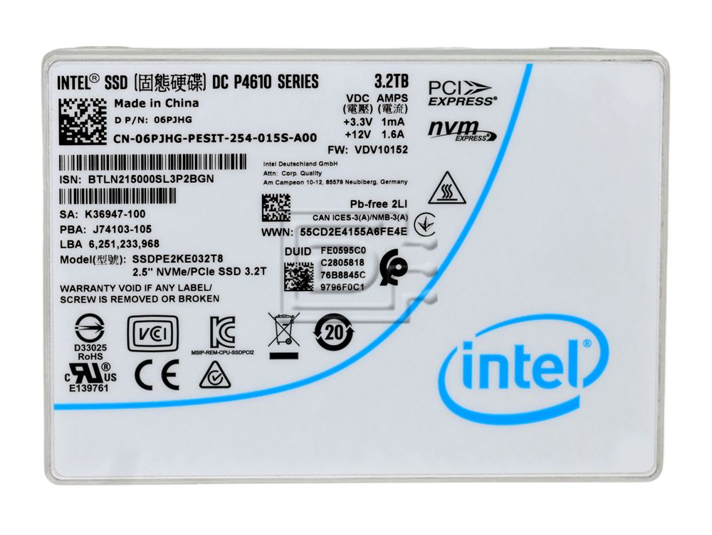 INTEL SSDPE2KE032T8T 6PJHG 06PJHG 3.2TB Mixed Use U.2 PCIe SSD Image 2 image