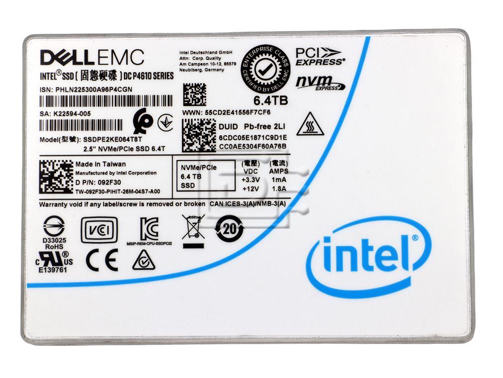 INTEL SSDPE2KE064T8T 92F30 092F30 329HG 0329HG Dell 6.4TB NVMe U.2 Mixed Use SSD Image 2 image