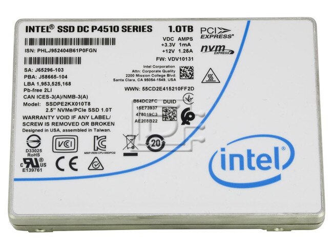 INTEL SSDPE2KX010T8 PCIe NVMe Solid State Drive Image 1 image