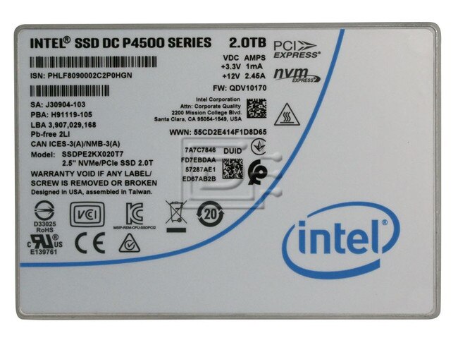 INTEL SSDPE2KX020T701 950689 115534-00 SSDPE2KX020T7 U.2 PCIe Solid State Drive image 3
