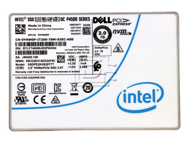 INTEL SSDPE2KX020T7T YNW0F 0YNW0F PCIe Solid State Drive Image 2 image