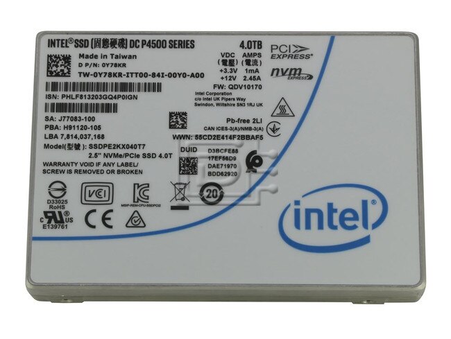 INTEL SSDPE2KX040T7 Y78KR 0Y78KR PCIe Solid State Drive Image 1 image